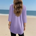 thumbnail image 5 of Bbyeadc 3/4 Length Sleeve Tunic Tops for Women V Neck Solid Color Tunic Blouse Lightweight Loose Fit Tee Casual Summer Beach Blouse with Pocket,Light Purple(L), 5 of 6