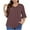 Coffee, variant on Plus Size Tops for Women 3/4 Ruffled Sleeve Solid Color T Shirts Casual V-neck Pleated Loose Fitting Cotton Tunics