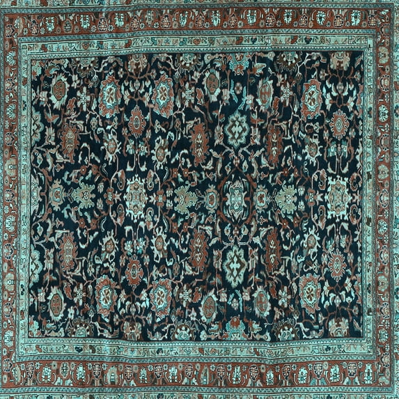 Ahgly Company Indoor Square Persian Light Blue Traditional Area Rugs, 5' Square