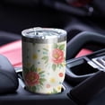 thumbnail image 5 of 30oz Pioneer Flower Floral Print Pattern Tumbler, Double Wall Vacuum Insulated Cup, BPA-Free Leak Proof Lid & Reusable Straws, Hot 12h, Cold 34h, 5 of 6
