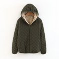 thumbnail image 1 of Chaqueta de invierno de estilo coreano, ajustada, de lana de cordero a cuadros, con capucha, gruesa y cálida, de algodón, con clip, 1 of 5