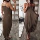 thumbnail image 4 of Womens Summer Spaghetti Strap Sling Maxi Long Wrap Dress Solid Color Split Irreg, 4 of 4