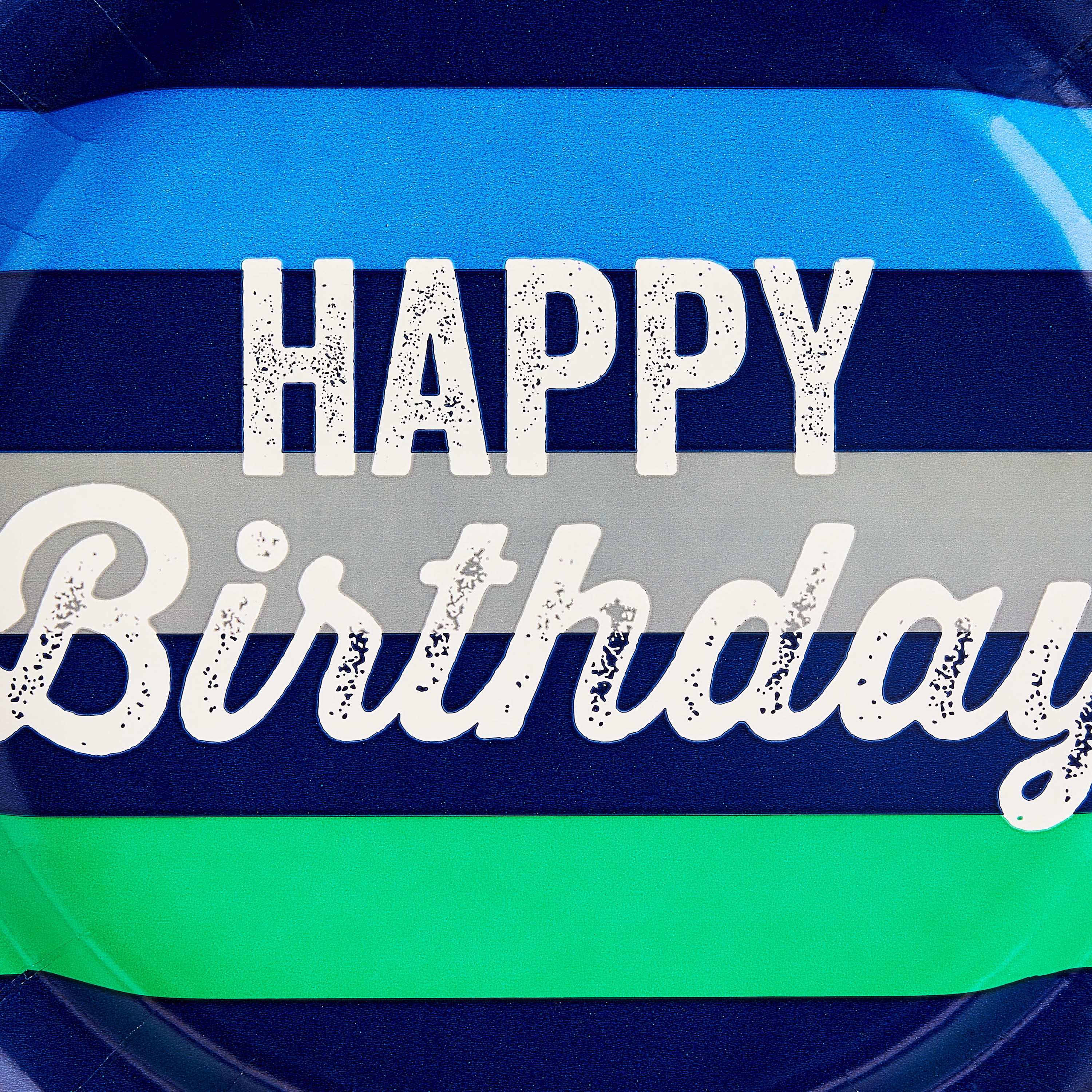 Striped Happy Birthday Disposable Paper Plates, 9", Blue/Green, 10 Count, by Way To Celebrate