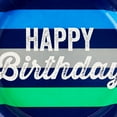 thumbnail image 4 of (6 pack) Striped Happy Birthday Disposable Paper Plates, 9", Blue/Green, 10 Count, by Way To Celebrate, 4 of 6