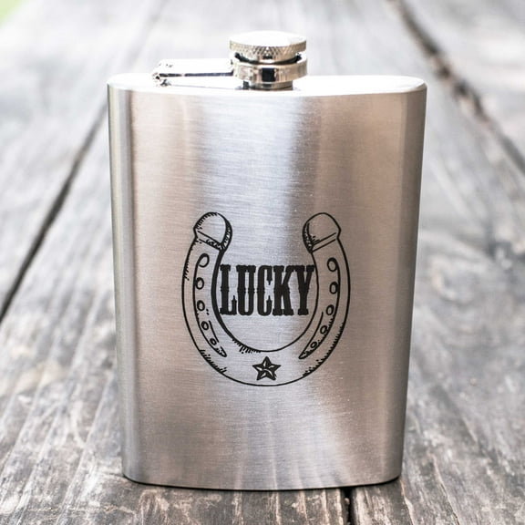 8oz Lucky - Horseshoe Flask L1