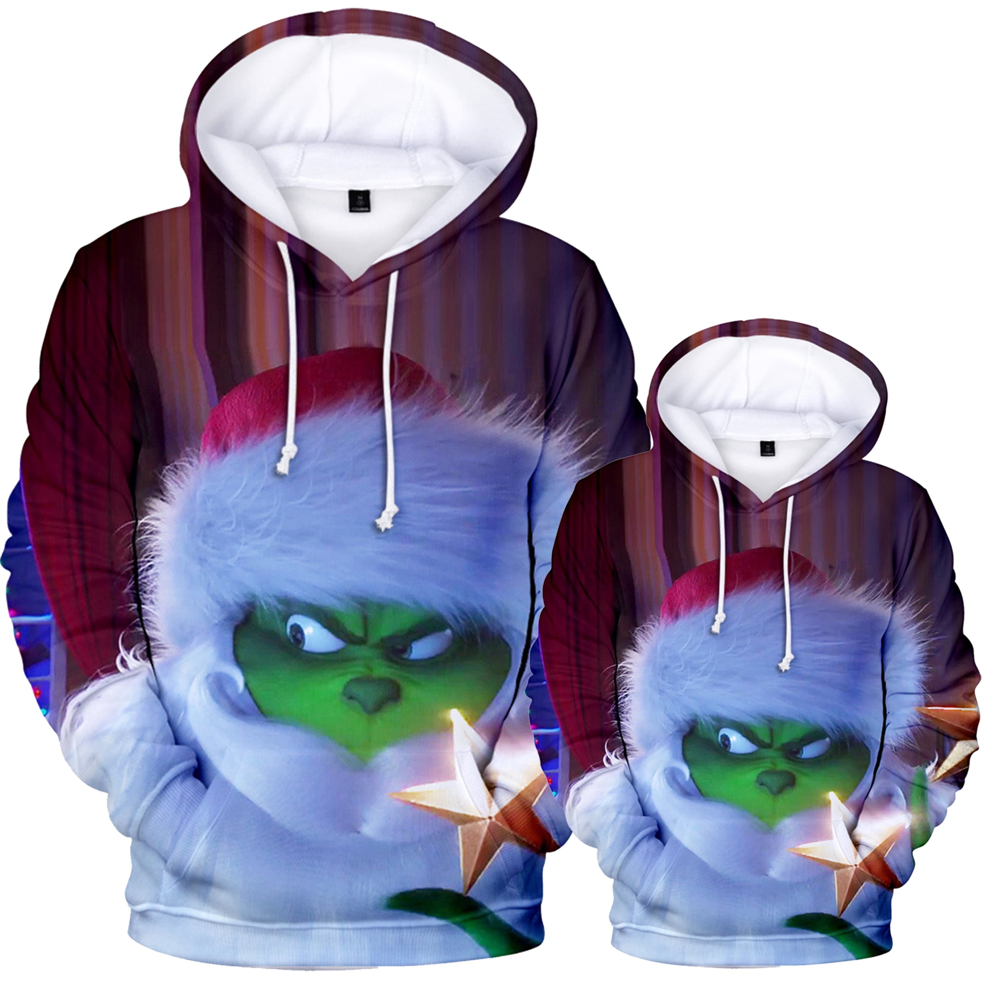 LUXIFA Big Men's Grinch Christmas Pajamas Sets EcoSmart Cute Hoodie