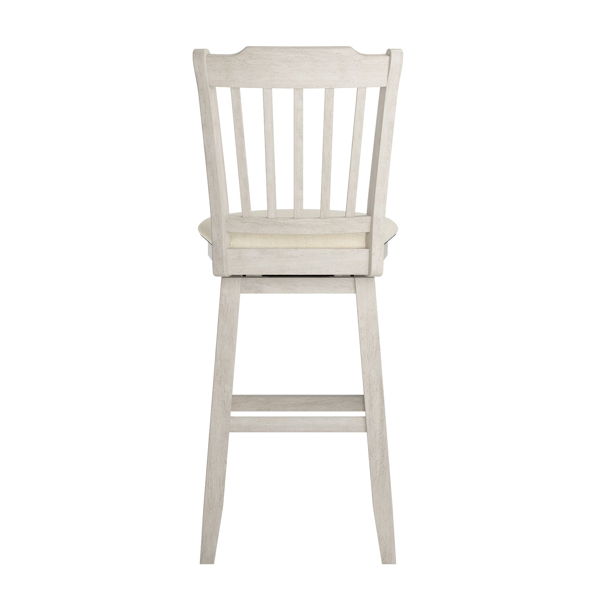 Weston Home Sheena Slat Back Bar Height Wood Swivel Stool, Antique White