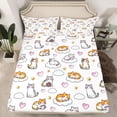 thumbnail image 2 of Feelyou Cartoon Cat Kitten Twin Sheet Sets, Cloud Love Heart Bedding, 3 Pieces, 2 of 7