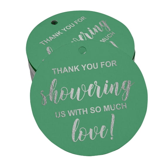 Inkdotpot Pack Of 50 Thank You Baby/ Bridal Shower Favor Paper Tags Craft Real Silver Foil Hang Tags