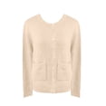 thumbnail image 4 of VISALY Cropped Cardigan Cardigan with Pockets Women's Knit Cardigan Sweaters Casual Long Sleeve Open Front Button Up Ribbed Fall Sweater Jackets Crewneck Cardigan Business Casual Cardigans B L, 4 of 6