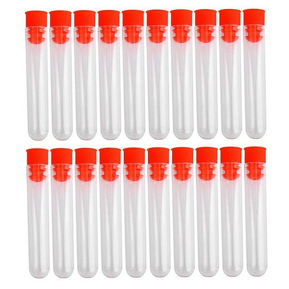 20 Pcs Non-Completed Plastic Test Tubes Lab Tool With Screw Cap Transparent, 12 * 60mm