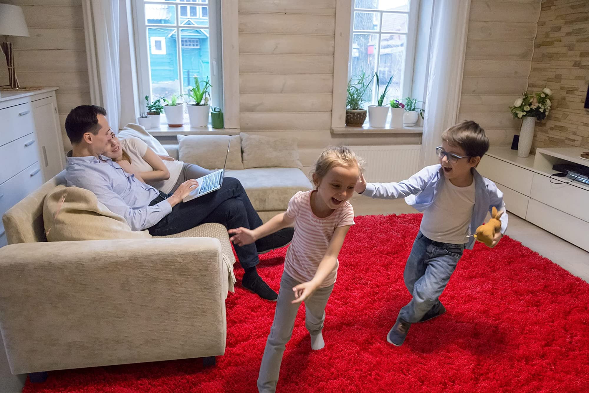 Noahas Luxury Fluffy Rugs Ultra Soft Shag Rug for Bedroom Living Room Kids Room,6'x9',Red