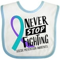thumbnail image 3 of Inktastic Never Stop Fighting Suicide Prevention Awareness Ribbon Boys or Girls Baby Bib, 3 of 4