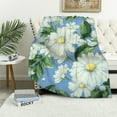 thumbnail image 4 of Creowell Blue White Flowers Green Leaves Cozy Flannel Blanket 50x60 30*40in, 4 of 7