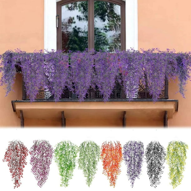 Planta artificial colgante de ratán 2PC - Decoración verde realista para el hogar, sin mantenimiento y fácil de limpiar