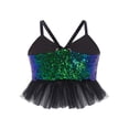 thumbnail image 4 of Miutii Kids Girls Jazz Dance Outfits Tulle Ruffle Camisole Top with Bell-Bottom Pants Sequins Ballroom Dancewear Green 12, 4 of 7