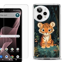 Phone Case for Cricket Icon Plus 2026, with Screen Protector, by OneToughShield - Curious Tiger Cub