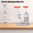 thumbnail image 3 of Espresso Maker with Milk Frother Electric Moka Pot 2-in-1 Espress Machine Aluminium One-Touch Operation Milk Froth Fine and Dense White 110V, 3 of 9