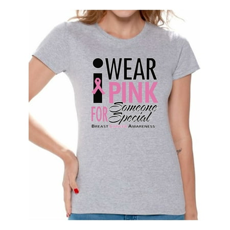 Awkward Styles I Wear Pink For Someone Special Shirts for Women Breast Cancer Awareness Pink Tshirt Pink Ribbon Gifts I Wear Pink For Someone Special Women's Shirt Ladies Cancer Support