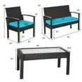 thumbnail image 2 of Patiojoy 4-Piece Patio Rattan Sectional Conversation Furniture Cushioned Loveseat Sofa Set Turquoise, 2 of 7