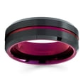 thumbnail image 2 of 8mm Purple Tungsten Wedding Band Men & Women Black Tungsten Ring Anniversary Ring Tungsten Wedding Band, 2 of 2