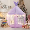 thumbnail image 6 of Princess Tent for Girls with Lights, Large Pretend Play Tent Castle w/Carry Bag & Stickers & Detachable Fishtail Top Indoor, 67”x55” Ocean-Theme Kids Playhouse Gift for Toddler Age 3+, 6 of 8