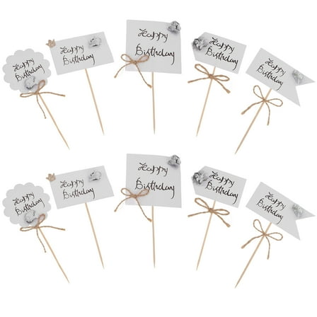WHAMVOX 12PCS Silver Flower Cake Sticks Premium Paper Funny Cake Decor for Birthday Party and Celebrations