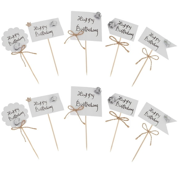 WHAMVOX 12PCS Silver Flower Cake Sticks Premium Paper Funny Cake Decor for Birthday Party and Celebrations