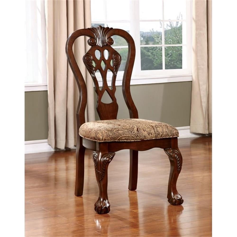 Wilson Traditional Wood Padded Dining Chair in Brown Cherry Set of 4