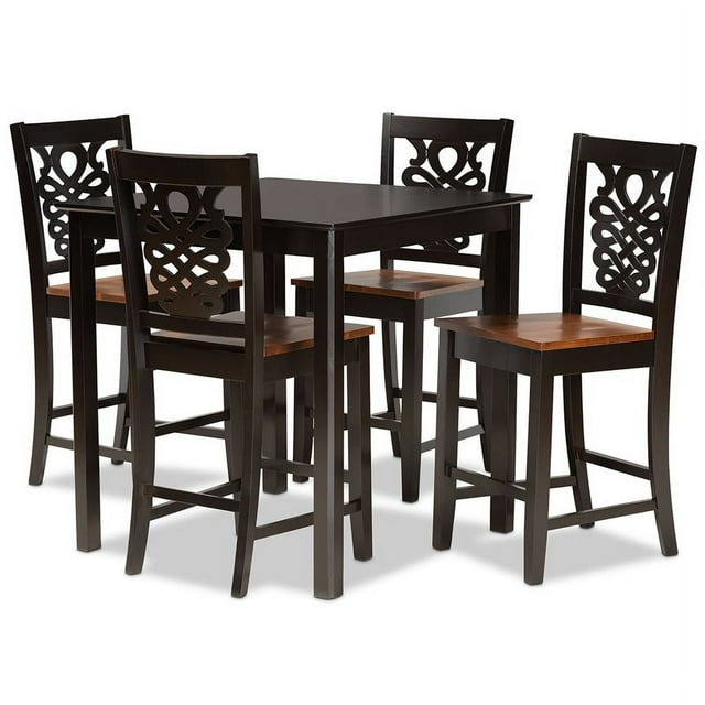 Baxton Studio Ensemble de Pub 5 Pcs en Bois Fini Brun Foncé et Noyer Deux Tons