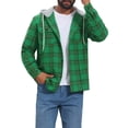 thumbnail image 5 of Men's Plaid Drawstring Hooded Chest Pocket Long Sleeve Shirt Jacket L Green, 5 of 6