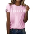 thumbnail image 4 of Women's Freedom Print Casual T-Shirt, Comfortable and Breathable Shirt for Famale, Pink, XXL, 4 of 4