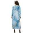 thumbnail image 2 of FKELYI Marble Blue Gold Print Long Sleeve Maxi Dress for Women V-Neck Soft Casual Dress Flowy A-Line Dresses with Side Pockets for Party Wedding, S, 2 of 6