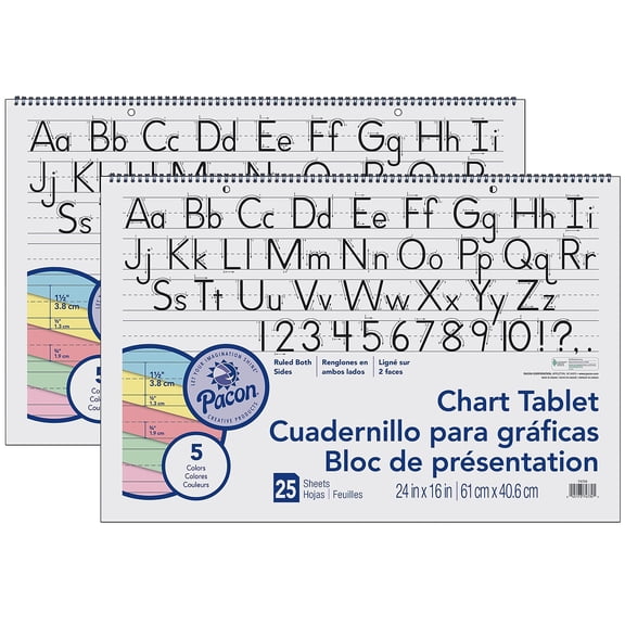 Pacon Easel Pad 24" x 16" Primary Lined 25 Sheets/Pad 2 Pads/Bundle (PAC74734-2)