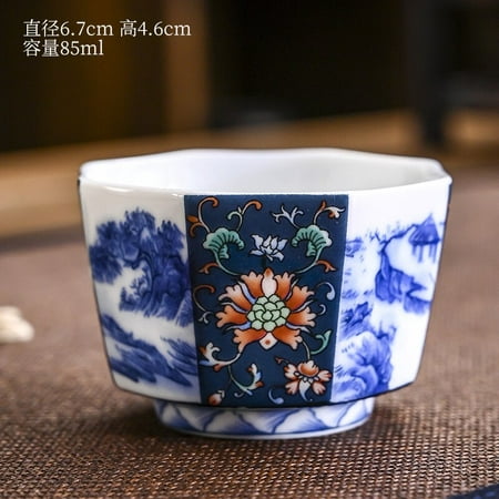 

1 Pc Octagonal White Porcelain Tea Bowl Palace Luxury Ceramic Teacup Handmade Flowers Tea Cup Tie Guanyin Puer Home Tea Set 85ml