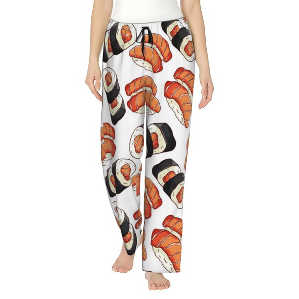 Balery Sushi Roll Pantalones de pijama para mujer, pijamas ultraligeros, pantalones de estar por casa-3X-Large
