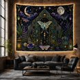 thumbnail image 6 of Teal Moth and Greenhouse Against Starry Night, Mystical Celestial for Nature Lovers, Botanical Fantasy Art Decor, Halloween Gift Tapestry Wall Hanging for Bedroom and Living Room, 6 of 7