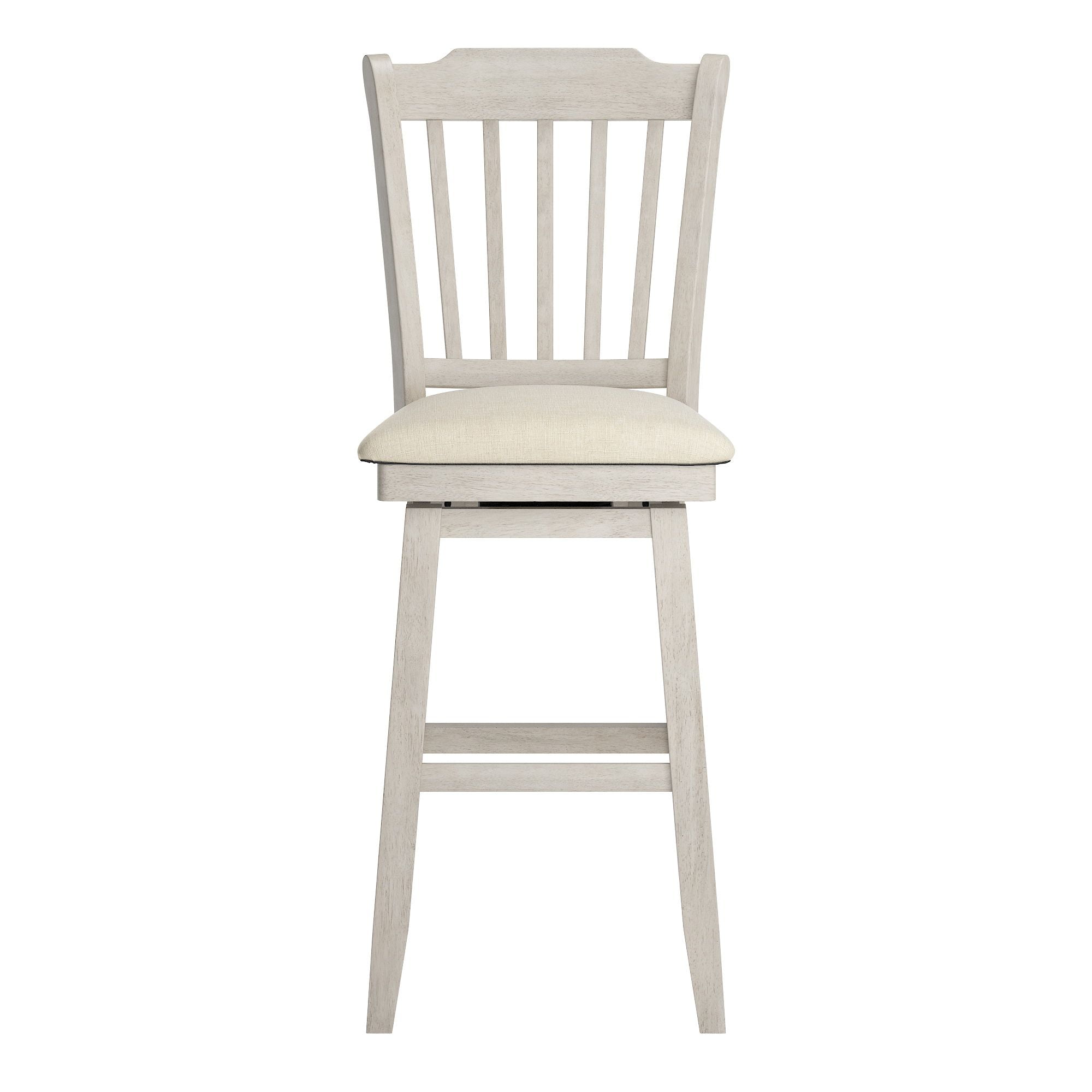 Weston Home Sheena Slat Back Bar Height Wood Swivel Stool, Antique White