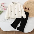 thumbnail image 5 of ITSAME Outfit Sets for Girls Crewneck Knit Sweater & Pants Set 2Pcs Fall Winter Comfy Casual Clothes White Size 5T, 5 of 6