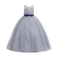 thumbnail image 1 of Vestido Para Niñas, Ropa Para Bebés, Temperamento Para Niños Pequeños, Lazo Minimalista, Flor Bordada, Hilo De Red, Vestido De Fiesta De Cumpleaños, Vestidos Grises Odeerbi LM103-3562, 1 of 9