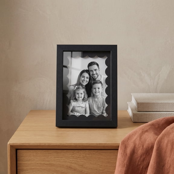 Unique Bargains MDF Wood Cute Wavy Picture Frame Black 4" x 6"