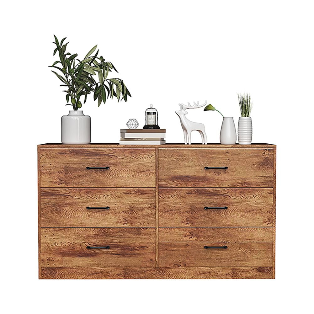 Kadyn 6 Drawer Dresser Double Chest of Drawers with 3+3 Wood Organizer, Lightweight Storage Cabinet with Handles, Living Room Hallway Decorative Cabinet, Rustic Log Color Kadyn 6 Drawer Dresser Double Chest of Drawers with 3+3 Wood Organizer, Lightweight Storage Cabinet with Handles, Living Room Hallway Decorative Cabinet, Rustic Log Color