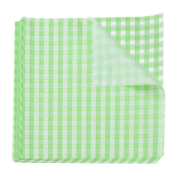 Uxcell 100pcs Square Checkered Wax Paper Sheets 7.09" x 7.09" for Sandwich Baking Paper, Green