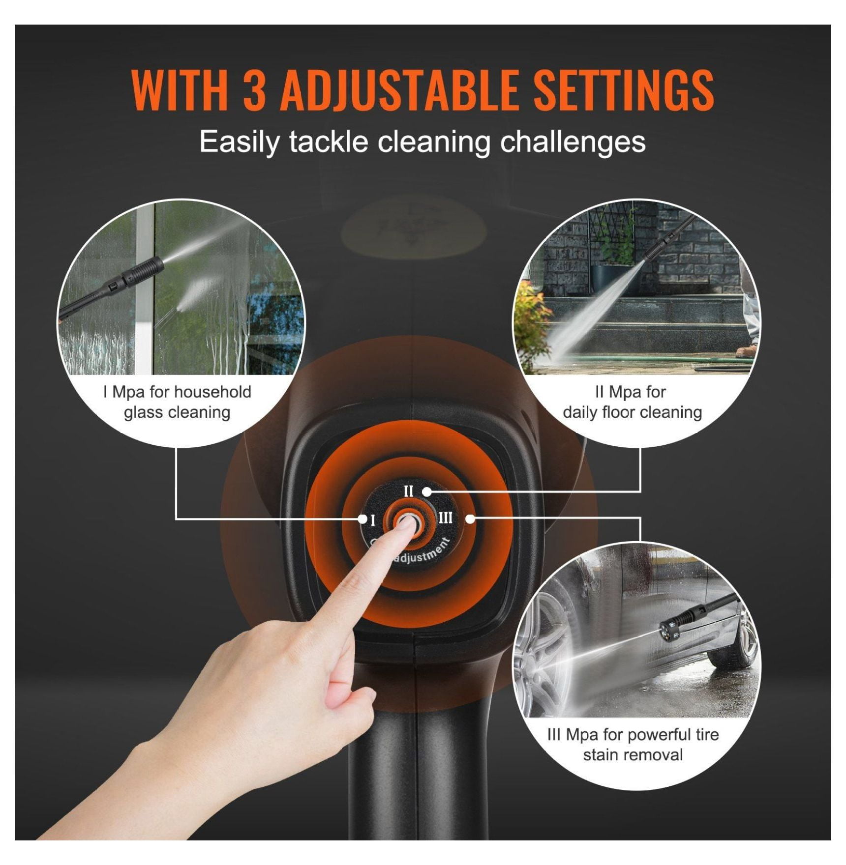 Cordless Pressure Washer 652 PSI 1.0 GPM, Portable Power Cleaner Gun, 4.0Ah Battery, 6-in-1 Nozzle, for Car, Patio, Floor Cleaning & Watering