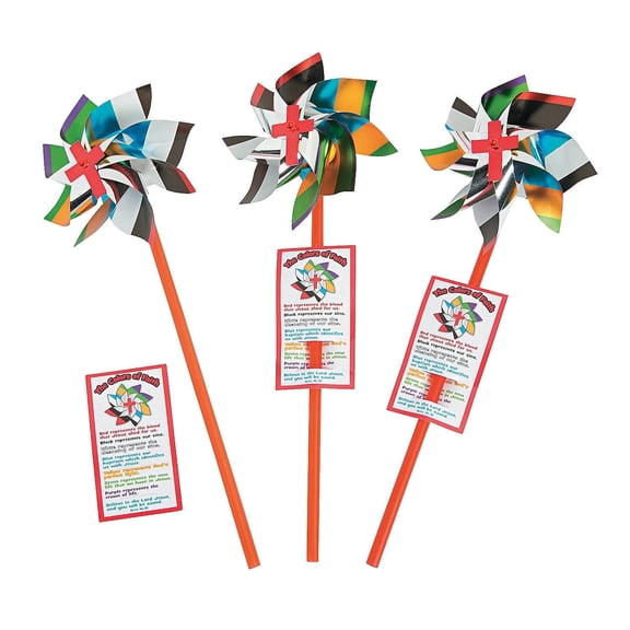 Fun Express Colors of Faith Pinwheel Party Favors Religious Theme Multicolor 36 Pieces 4 Inch