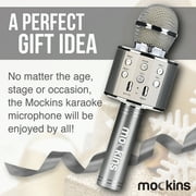 Mockins Silver Portable Bluetooth Karaoke Microphone | Mic & Bluetooth Speaker | Compatible with IOS and Android Devices