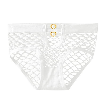 Upioiwer Bikini Underwear Cotton Thong Women Panties Sexy Mid Waist Briefs Figure Net Design Hollow Underwear High Elasticity Lingerie Womens Underwear Hi Cut Underwear For Women Women S Cotton