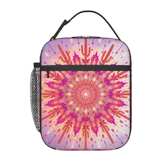 Boho Lunch Bag Insulated Lunch Box For Women Men Large Reusable Cooler Tote Bohemian Thermal Meal Prep Bag For Work Office Picnic Travel Beach