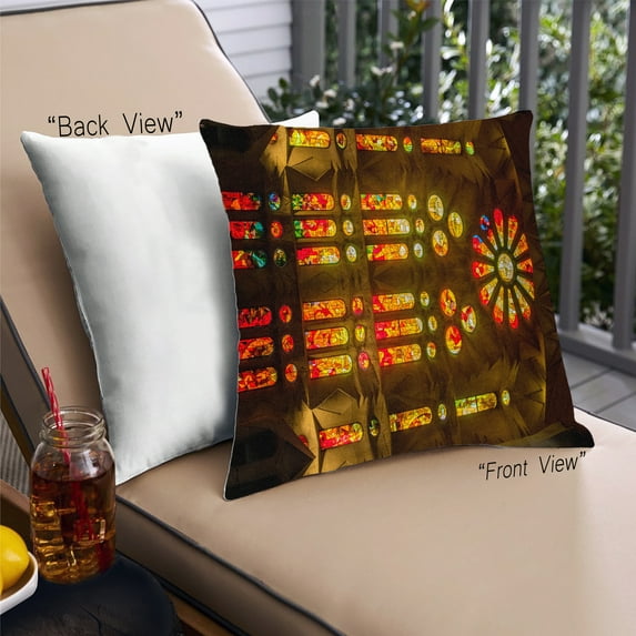 Ahgly Company Sites Sagrada Familia Outdoor Throw Pillow, 18 inch by 18 inch