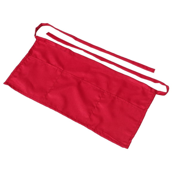FONDOTIN Dark Red Polyester Chef and Server Apron with Dual Pockets for Home Use